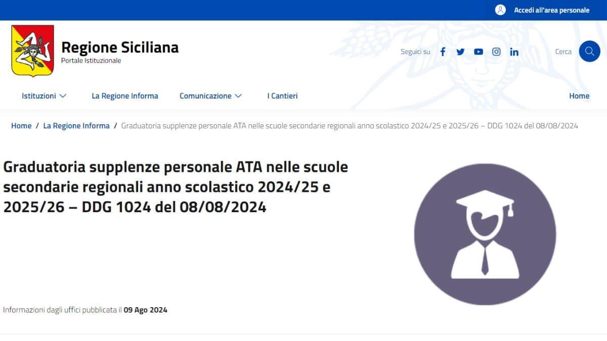 Supplenze Personale ATA, Scuole Regione Siciliana: domande entro il 7 Settembre [Bando] - Supplenze ATA Regione Siciliana