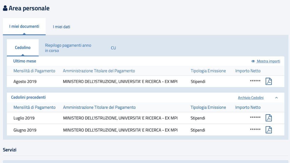 Cedolino NoiPA Agosto 2024: importo già consultabile, mancano i compensi degli incarichi aggiuntivi - Consultazione pagamenti Cedolino Stipendio NoiPA