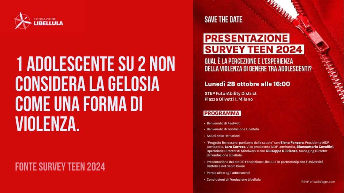 Fondazione Libellula presenta i risultati della Survey teen 2024 su relazioni e violenza tra adolescenti - Survey TEEN 2024
