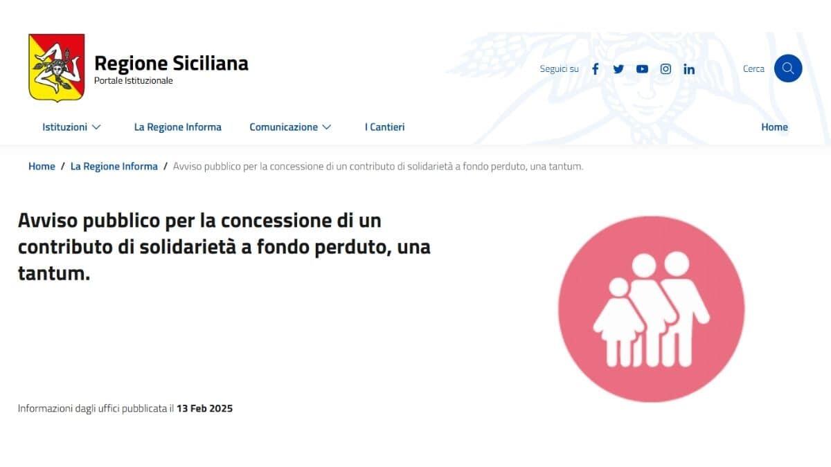 Contributo di solidarietà per le famiglie siciliane in difficoltà: tutti i dettagli - Contributo di solidarietà famiglie siciliane