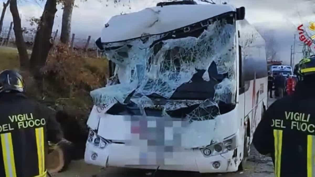 Studenti italiani in gita: scontro tra due bus a Barcellona - Incidente albero scuolabus