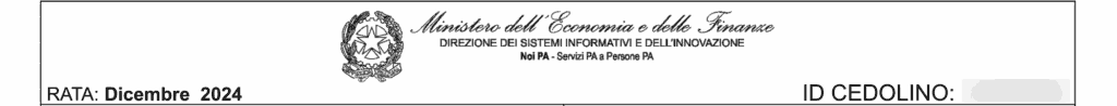 Intestazione Cedolino (Seconda pagina)