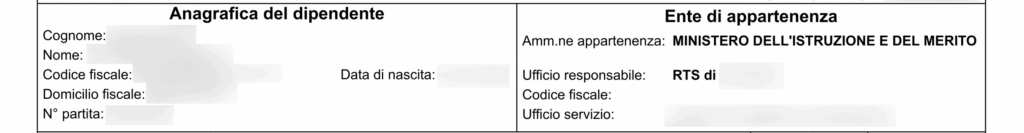 Area informativa superiore (Seconda pagina)