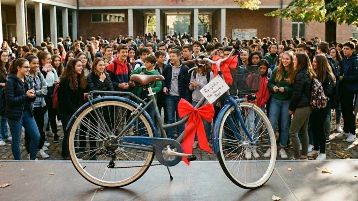 Grosseto, gli studenti regalano la bici al compagno dopo il furto - Una bicicletta nuova nel cortile della scuola
