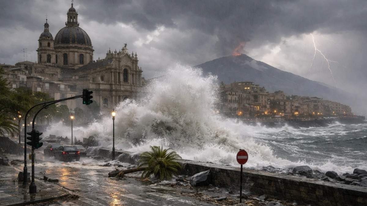 Maltempo al Sud Italia: il Governo monitora l'emergenza provocata dal Ciclone Harry - Mareggiata nelle coste della Sicilia